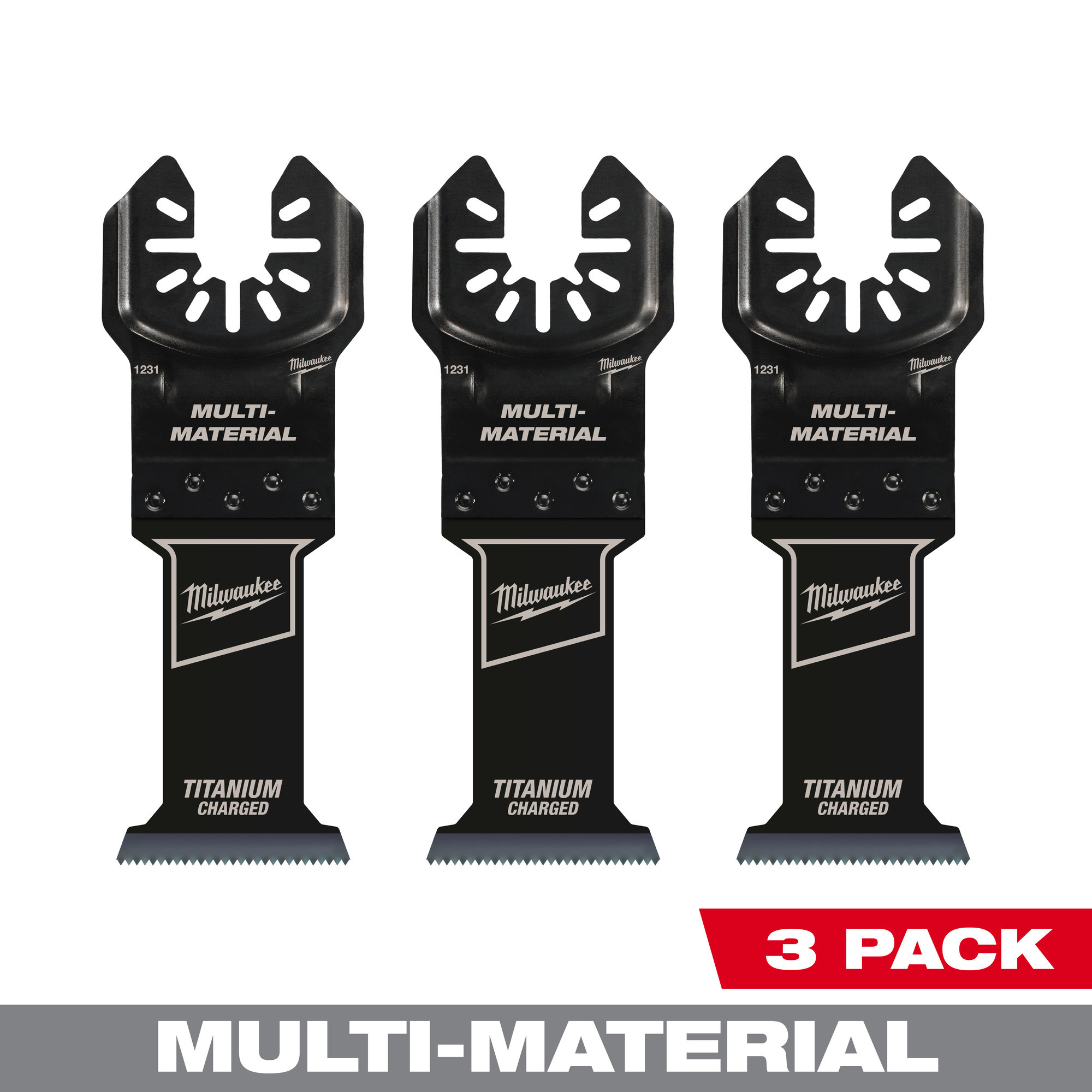 Milwaukee Universal Fit Open-Lok Titanium Enhanced Bi-Metal Multi-Material Oscillating Multi-Tool Blades, 3 Pcs., Model# 49-25-1233